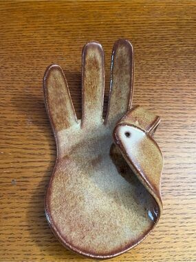 Hand-Shaped Ceramic Catchall Tray in Brown - Men Accessories Gloves